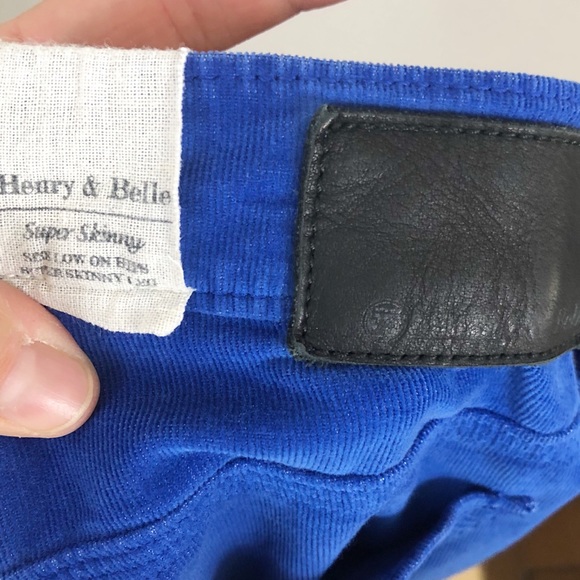 Henry & Belle Royal Blue Fine Wale Skinny Cords - Picture 3 of 5